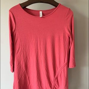 Zenana Premium Women's Coral Top w/Tie 3/4 Sleeve- Size Medium 3/4